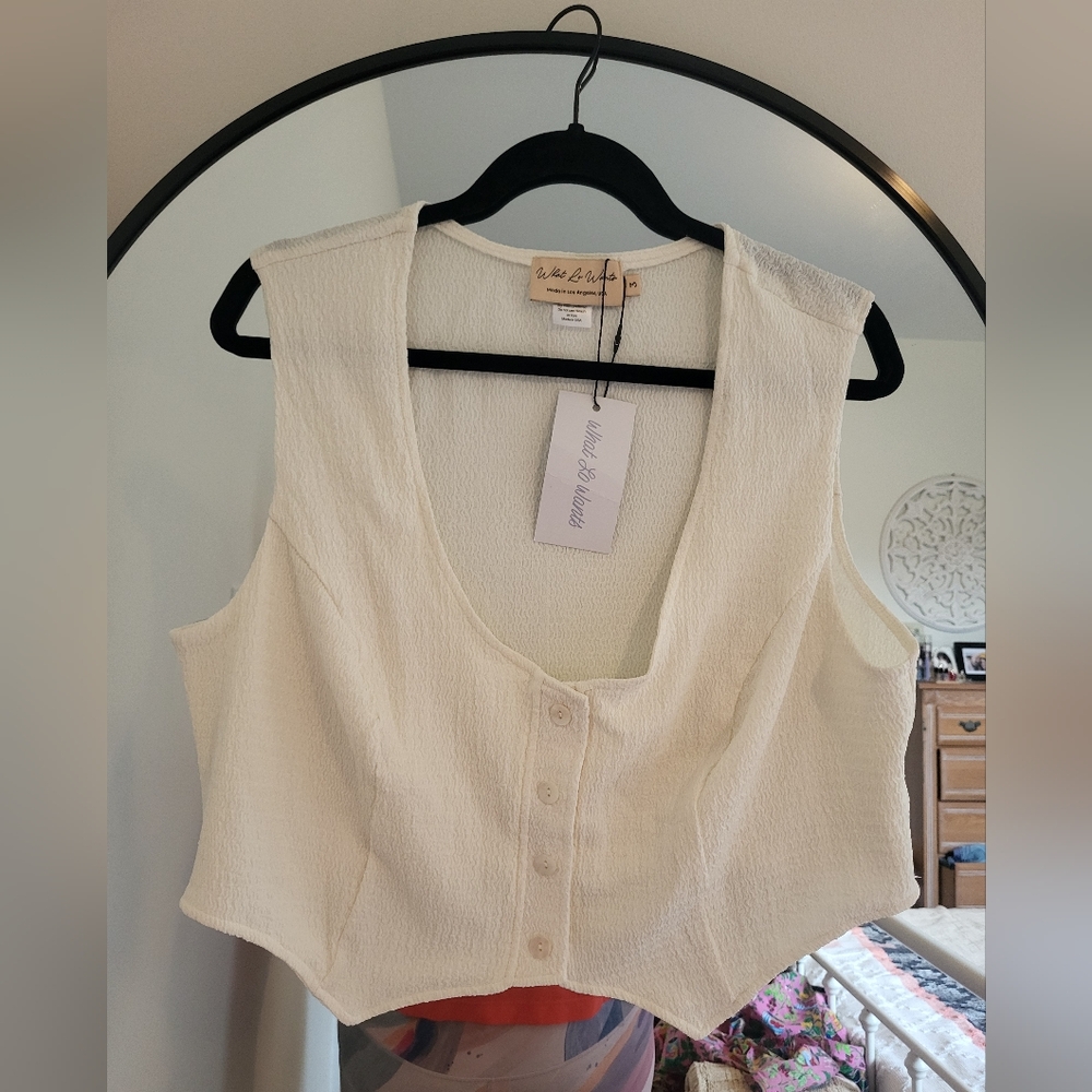 Cropped 'Marielle' Vest Top In Cream By What Lo Wants